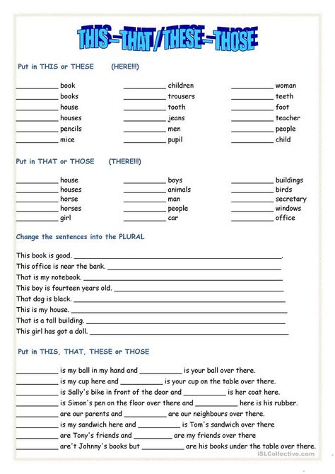 This That These Those Grammar, This That These Those, English Conversation Worksheets, Demonstrative Pronouns, English Grammar Exercises, English Grammar For Kids, Grammar For Kids, Grammar Exercises, English Exercises