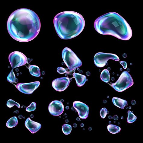 Bursting soap rainbow bubbles with reflections Vector | Free Download Soap Bubble Drawing, Soap Bubbles Drawing, Soap Bubbles Aesthetic, Bubbles Reference, How To Draw Bubbles, 3d Bubbles, Bubbles Painting, Bubbles Illustration, Sea Bubbles