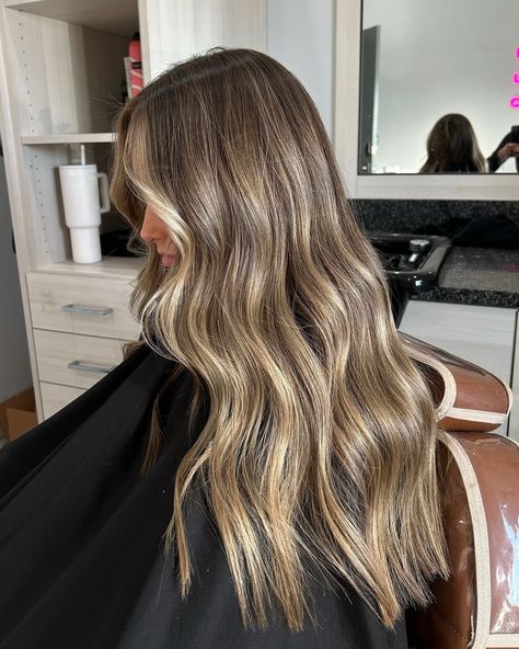 Fresh & blendy 🤤😩🙌🏻 #livedinhair #hairstylistlife | Instagram Blonde In Dark Brown Hair, Light Blonde Highlights In Brown Hair, Light Brunette Hair Balayage, Hair Color Ideas Bronde, Blonde Hair From The Back, Brown Into Blonde Hair, Blond Hair Ideas For Brunettes, Brown Long Hair With Highlights, Dirty Blonde Brunette Hair