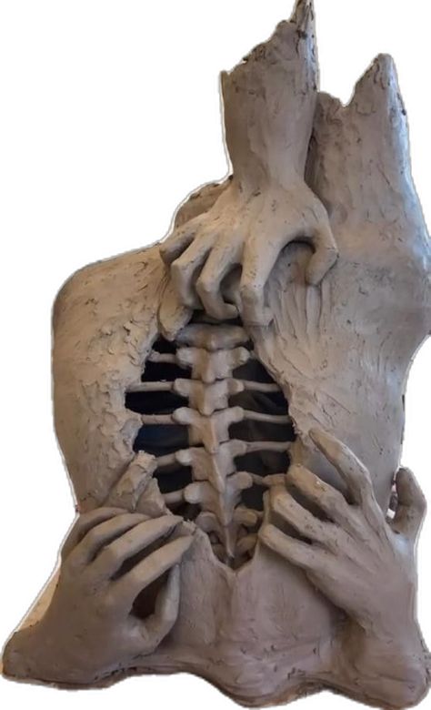 Human Body Art Project, Meaningful Sculpture, Emotion Sculpture, Abstract Human Sculpture, Human Body Sculpture, Clay Horror, Horror Sculpture, Skeleton Reference, Tortured Artist