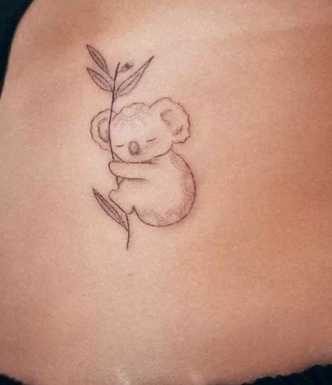 Fine Line Koala Tattoo, Koala Tattoo For Men, Tiny Koala Tattoo, Cute Koala Tattoo, Simple Koala Tattoo, Koala Tattoo Ideas, Koala Line Tattoo, Koala Tattoo, Branch Tattoo