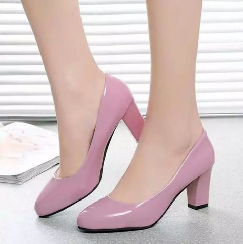 Ladies Block Heel Patent Leather Pointed Toe Pumps Slip On Court Shoes Work Size | eBay Kasut Tumit Tinggi, Round Toe Shoes, Office Shoes, Pointed Heels, Patent Leather Pumps, Cheap Fashion, Thick Heels, Court Shoes, Work Shoes