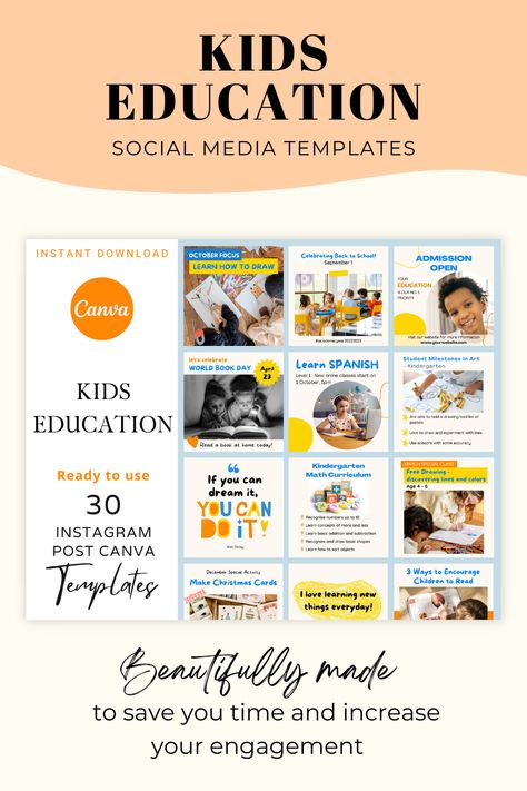 Beautifully made social media templates for children education. Perfect for promoting your school, nursery, daycare, after school club service, tuition service, daycare, kindergarten, and all kind of education services! Save you time with Real Text that you can use as it is or use them as inspirations for your text. This Canva template with all the photos and elements can be used with Canva free account. Nursery Daycare, Children Education, After School Club, Instagram Canva, Math Curriculum, Early Education, Childhood Education, Learning Spanish, Early Childhood Education