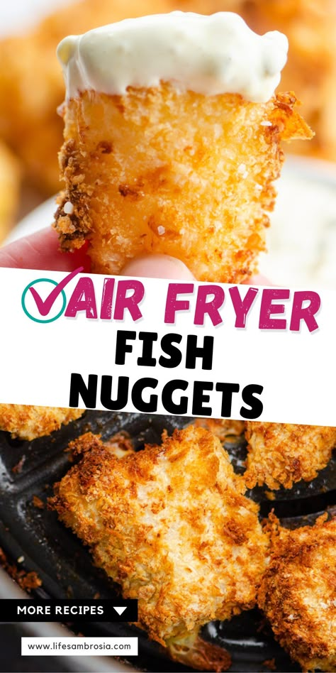 Air Fryer Fish Nuggets, Air Fryer Catfish Nuggets Recipes, Air Fried Halibut Recipes, Catfish Nuggets Air Fryer, Grouper Fingers Recipe, Air Fryer Catfish Nuggets, Catfish Nuggets Recipes, Cod Tacos, Fish Nuggets