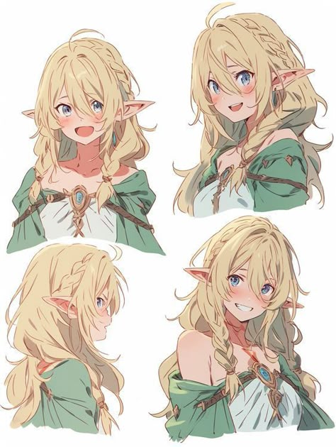 Elf Oc Character Design, Elf Character Design Female, Anime Elf Female, Female Elf Character Design, Weiblicher Elf, Anime Oc Female, Elf Oc, Elf Drawings, Elf Characters