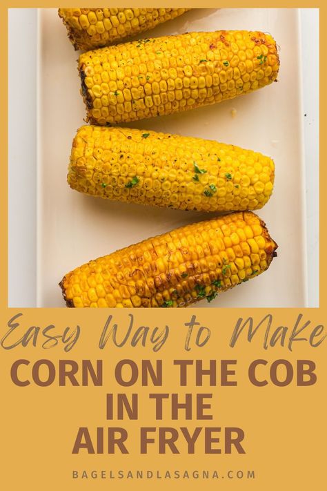 You won't believe how easy this air fryer method is to cook corn on the cob. I used seasoned fresh corn with butter without the husk wrapped in foil but you can try it with frozen, too. Once done, you can use the kernels in Mexican street corn or another recipe or eat them whole as a side. Corn On The Cob In Air Fryer, Air Fryer Sweet Corn, Air Fry Corn On The Cob, Air Fryer Corn On The Cob, Cooking Corn On The Cob, Corn Recipes Cob, Cooking Corn, Air Fryer Corn, Cook Corn