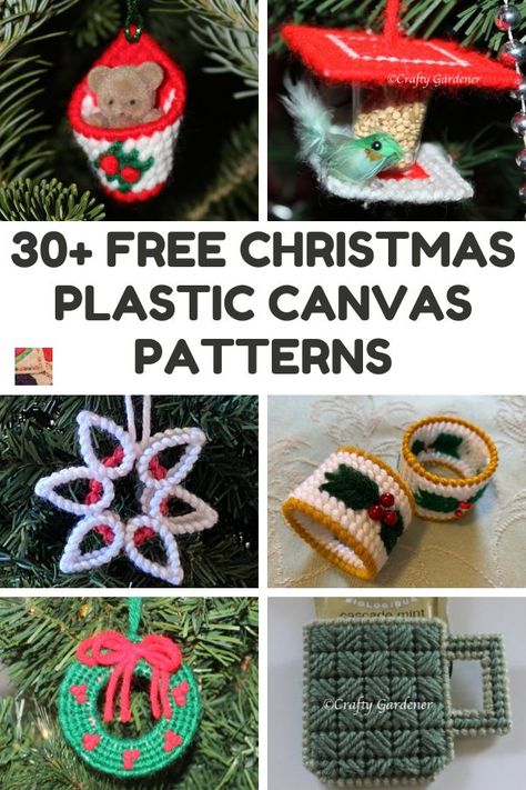 Create your Christmas decorations this year with free plastic canvas patterns. Decorate your tree, your mantel, your table, hang from garland or give as gifts. Plastic Canvas Christmas Tree Ornaments Free Pattern, Plastic Canvas Candle Holder Patterns Free, Free Plastic Canvas Patterns To Download Free, Diy Plastic Canvas Projects, New Years Plastic Canvas Patterns, Free Plastic Canvas Christmas Ornaments, Free Christmas Plastic Canvas Patterns, Plastic Canvas Tree Ornaments, Grinch Plastic Canvas Patterns Free