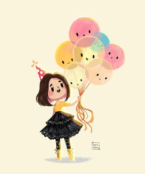 Laan 🌟 Illustrator on Instagram: “Happy Birthday to my balloons and me 🎈🎉 No matter how busy I am, I always try to do a little #birthdayart for myself 💚 and if you needed…” Going On A Walk, Happy Birthday Drawings, Happy Birthday Illustration, Old Birthday Cards, Birthday Illustration, Eid Cards, Happy Birthday Pictures, Bday Cards, Happy Birthday To My