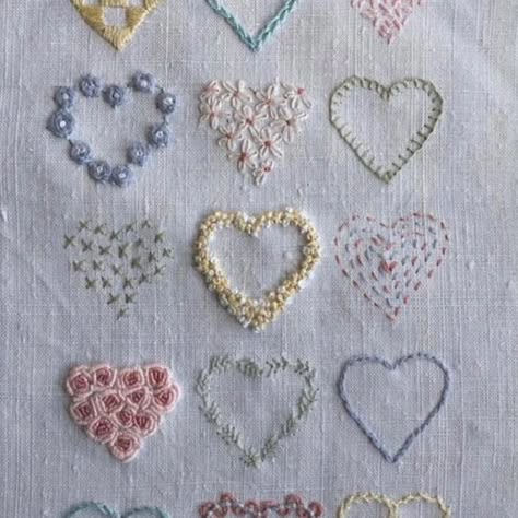 @summerhousesewing on Instagram: “These are my ten favourite stitching projects this year. I am now starting to write my own pattern PDF’s since November mostly Christmas…” Embroidery Writing, Hexie Quilts Patterns, Heart Stitch, Embroidery Heart, Fabric Journal, Embroidery Stitches Beginner, Stitching Projects, Embroidery Hearts, Needlework Crafts