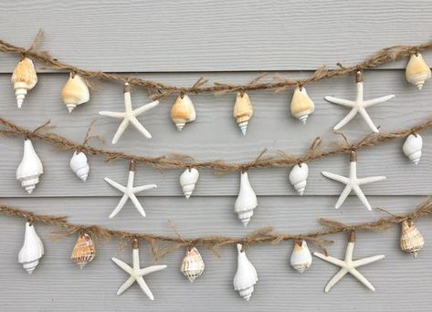 Coastal Christmas Garland, Beach House Christmas Decor, Coastal Garland, Beach Garland, Beach Decor Diy, Seashell Decorations, Beach Christmas Decor, Seashell Garland, Shell Garland