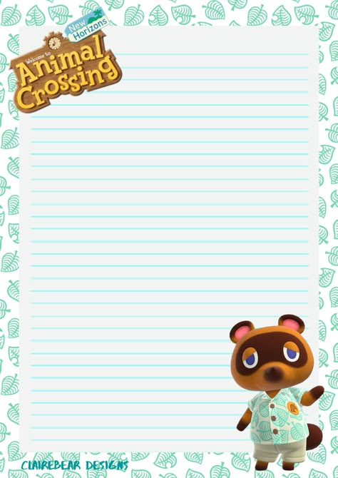 Acnh Classroom, Animal Crossing Printable, Animal Crossing Journal, Acnh Stickers, Digital Stationary, Memo Pad Design, Animal Crossing Fan Art, Animal Crossing Characters, Chore Chart Kids