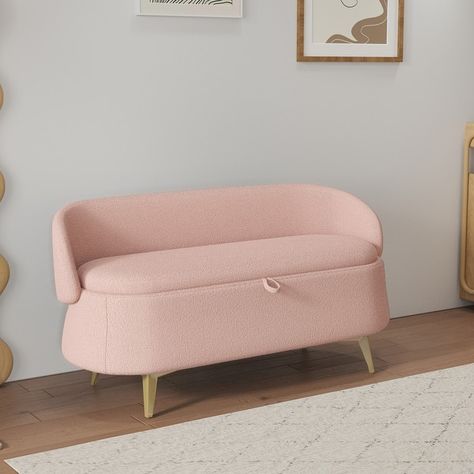 50" multifunctional teddy velvet storage sofa stool, pink - Bed Bath & Beyond - 39128641 Esthetician Office, Teddy Storage, Teen Bedroom Makeover, Kingdom Business, Stool With Storage, Velvet Storage, Storage Sofa, Pink Bed, Sofa Stool