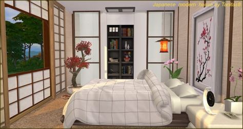 Tanitas Sims: Japanese modern house Sims 4 Japanese House, Sims House Cc, Sims 4 Korean, Home Inside Design, Korean Decor, Sims 4 Modern House, Japanese Modern House, Sims 4 Room, Japanese Bedroom