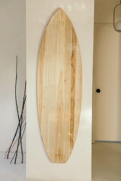 Decorative Surfboard, Modern Organic Home, Surf Room, Travel Aesthetics, Surfboard Wall Art, Paulownia Wood, Surfboard Wall, Dream Beach Houses, Beach Room