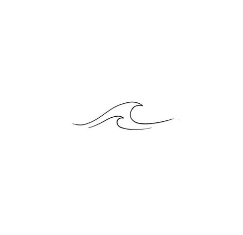 Big And Small Wave Tattoo, 2 Waves Tattoo, Waves Line Tattoo, Simple Waves Tattoo, Double Wave Tattoo, Simple Wave Tattoo Design, Wave Drawing Simple, Mini Wave Tattoo, Beach Minimalist Tattoo