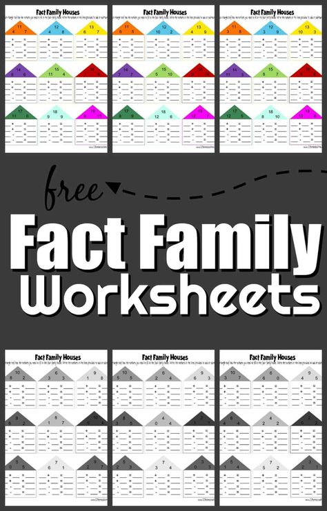 These super cute free kindergarten math worksheets and 1st grade math worksheets are a fun, no prep math practice activity to help students practice the relationship between addition and subtraction within 10 equations - Fact Families Fact Family Worksheet, Math Fact Worksheets, First Grade Math Worksheets, Word Family Worksheets, Family Worksheet, Thanksgiving Week, Kindergarten Worksheets Free Printables, First Grade Worksheets, Worksheet For Kids