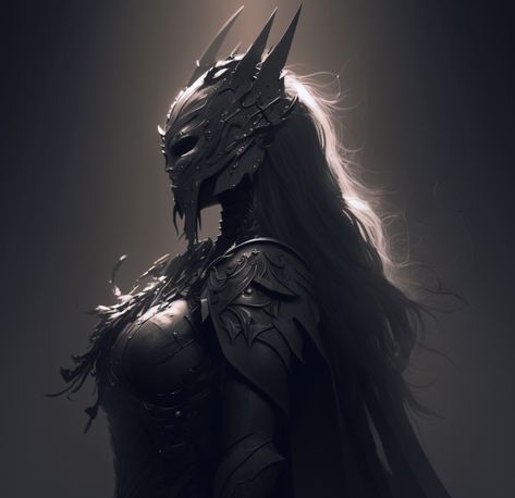 Knight Aesthetic Female, Black Knight Female, Black Armor Female, Female Dark Knight, Female Knight Art, Knight Pfp, Black Armor, Female Armor, Dark Souls Art