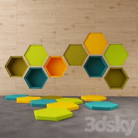 Hexagonal Architecture, Stem School, Hexagon Wall, Public Space Design, School Interior, Hotel Room Design, Playroom Storage, Architecture Model Making, Kids Interior Room