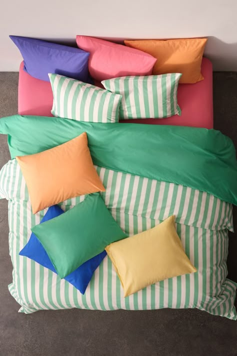 Color Block Bedding, Funky Duvet Covers, Colorblock Bedding, Colorful Bedsheets, Funky Bedding, Vibrant Bedding, Stripe Bedding, Colorful Bedding, Deco Studio