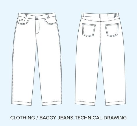 Baggy Pants Sketch, Jeans Mockup, Cargo Pants Mockup, Denim Technical Drawing, Cargo Pants Technical Drawing, Denim Pants Technical Drawing, Clothing Mockup, Heart With Arrow, Baggy Jeans