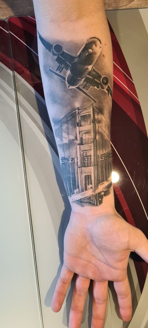 Bay Bridge Tattoo, Golden Gate Bridge Tattoo, Bridge Tattoo, Forearm Tattoo Women, Tattoo Women, Forearm Tattoo, Tattoo Idea, Back Tattoo, Golden Gate Bridge