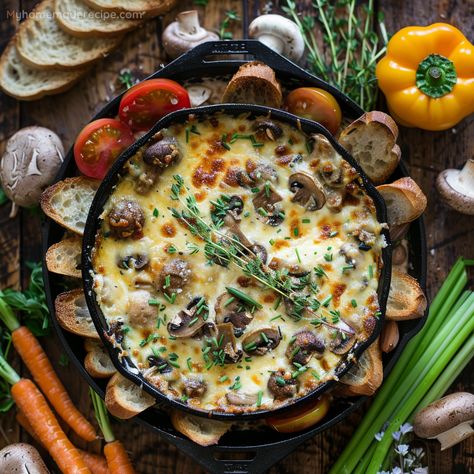 Creamy Stuffed Mushroom Dip Recipe - My Home Made Recipe Stuffed Mushroom Dip, Mushroom Dip Recipes, Mushroom Dip, Mushroom Appetizers, Best Macaroni Salad, Bacon Stuffed Mushrooms, Stuffed Mushroom, Chicken Dips, Mushroom Chicken