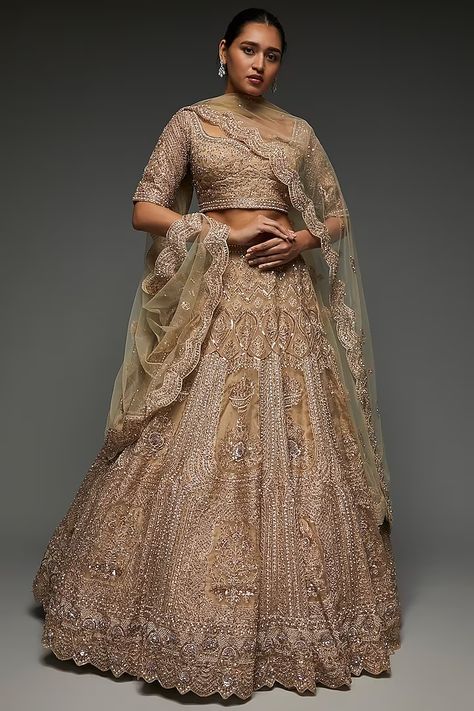 Copper Net Embellished Lehenga Set Design by Kalighata at Pernia's Pop Up Shop 2023 Embellished Lehenga, Ritu Kumar, Indian Fashion Designers, Pernia Pop Up Shop, Silhouette Crafts, Bridal Lehenga, Pop Up Shop, Set Design, Indian Fashion