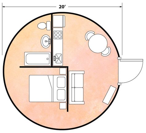 Tiny Round House Plans, Tiny Round House, Dome Tiny House, Circle House Floor Plans, Round House Design, Best Tiny House Designs, Yurt Floor Plans, Yurt House, Yurt Ideas