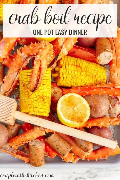 King Crab Boil Recipe, Crab Steam Pot Recipe, How To Boil Crab Legs At Home, King Crab Legs Recipe Boiled, King Crab Boil, Crab Leg Boil, Crab Leg Recipes Boiled, Easy Seafood Boil, Crab Legs Boil