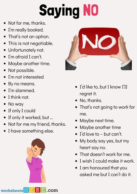 Different Ways To Saying No in English, Speaking PDF Worksheets - WorksheetsHere.com Ways To Say No, Kids Worksheet, Ways To Say Said, No Thanks, Saying No, Esl Worksheets, English Speaking, If Only, Worksheets For Kids