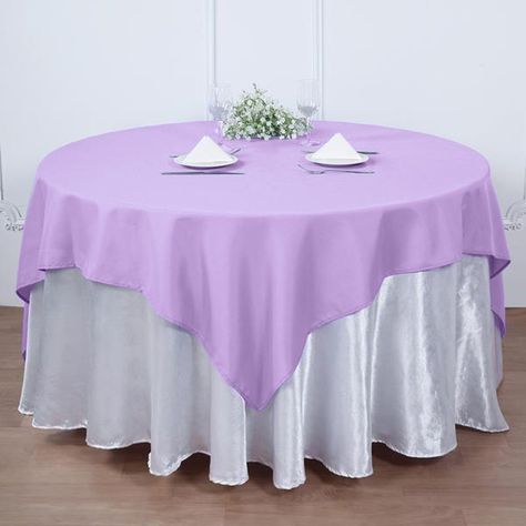 Square Overlay, Table Overlays, Craft Fair Displays, Quince Ideas, Tablecloth Sizes, Table Skirt, Banquet Tables, Lavender Wedding, Wedding Table Settings