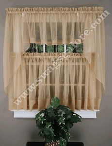 Elegance sheer voile Swag Pair, Tier Curtain Panel & Insert Valance in Colors and Styles for Every Window! Nine wonderful colors complement every decor, adding a light, airy look to any room. #Cafe #Tier #Curtains Sheer Kitchen Curtains, Waverly Curtains, Country Kitchen Curtains, Sheer Valances, Tie Up Shades, Lace Valances, Curtains White, Voile Panels, Kitchen Curtain Sets