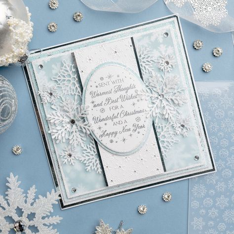 Embossing Projects, Winter Wonderland Card, Die Cut Christmas Cards, Snowflake Border, Stamps By Chloe, Chloes Creative Cards, Snowflake Cards, Diary Decoration, Card Crafting