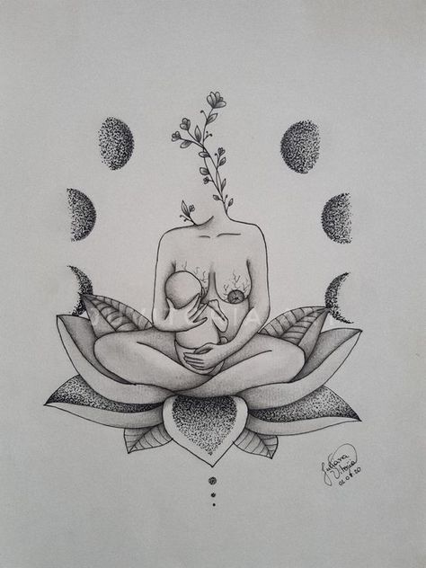 Womanhood Tattoo Ideas, Pregnant Woman Tattoo, Doula Tattoo, Pregnancy Art Drawing, Breastfeeding Drawing, Breastfeeding Tattoo Ideas, Midwife Tattoo, Motherhood Tattoos Unique, Pregnancy Tattoo