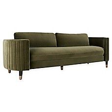 Safavieh Winford Velvet Sofa in Olive Olive Sofa, Modern Velvet Sofa, Solid Wood Design, Green Velvet Sofa, Curved Sofa, Furniture Living Room, Stylish Bedroom, Living Room Decor Modern, Best Sofa