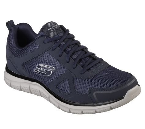 Keep comfort and athletic style in your training sessions with the Skechers Track shoe. This sporty lace-up sneaker features a smooth leather, synthetic and mesh upper with a cushioned Memory Foam comfort insole. | Skechers Men's Track Sneaker Skechers Mens Shoes, Shoes Mens Sneakers, Mens Skechers, Track Shoes, Skechers Sneakers, Mens Crosses, Sport Shoes Men, Athletic Training, Casual Trainers