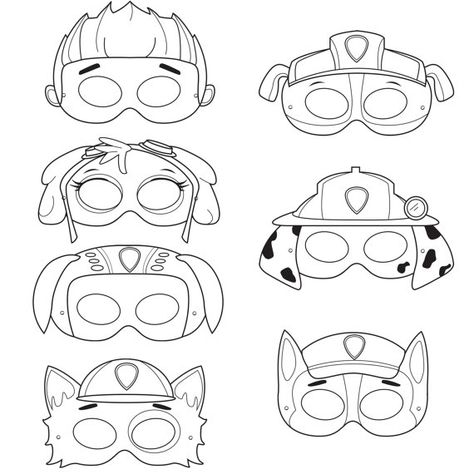 Paw Patrol Halloween Masks Coloring Page Paw Patrol Masks, Printable Coloring Masks, Paw Patrol Badge, Paw Patrol Printables, Coloring Mask, Masks For Kids, Printable Masks, Paw Patrol Coloring, Paw Patrol Coloring Pages