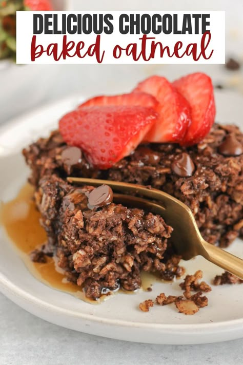 Baked Oatmeal With Flaxseed, Baked Oats No Banana, Chocolate Baked Oatmeal, Clean Eating Breakfast Ideas, Chocolate Baked Oats, Quinoa Oatmeal, Bake Oatmeal, Baked Oatmeal Healthy, Oatmeal With Fruit