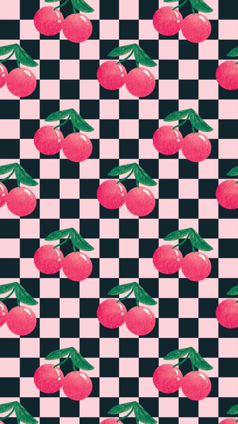 #cherry #checkered #aesthetictumblr #aestheticwallpaper #design Phone Wallpaper Checkered, Lv Pink Wallpaper, Checkered Print Wallpaper, Fun Backgrounds Aesthetic, Checkered Background Aesthetic, Checkered Wallpaper Iphone, Cherry Pattern Wallpaper, Pink Checkered Wallpaper, Cherry Background Aesthetic