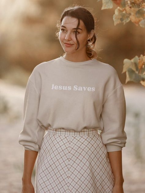 Jesus Saves Sweatshirt Christian Sweatshirt Faith Shirt | Etsy Feyonce Sweatshirt, Alcohol Funny, Christian Sweaters, Faith Clothing, Oversized Crewneck, Christian Sweatshirt, Faith Shirt, Drinking Shirts, Aperol Spritz