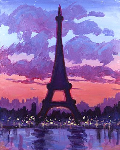 Eiffel Tower Sunset Painting, How To Paint The Eiffel Tower Easy, Eiffel Tower Painting Acrylic Easy, Paris Tower Painting, Eiffel Tower Easy Painting, Paris Eiffel Tower Painting, France Painting Easy, Eiffel Tower Painting Acrylic, Eiffel Tower Painting Easy