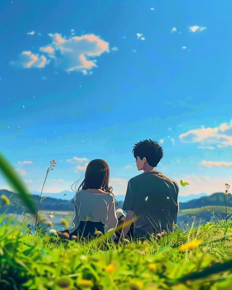 Under the wide blue sky, we sit together in a quiet meadow. The soft breeze and scattered clouds make us feel peaceful and connected ❤️ . . . Follow @cozy_005 for more ✨ . . . . #ai #midjourney #aicommunity #aiartworks #trending #trendingnow #illustration #cozy #cozyvibes #couplegoals #cozydecor #cottagestyle #stressrelief #stressfree #storytelling #stablediffusion #midjourneygallery #artoftheday #lofi #conceptart #studioghibli #animelover #wanderlust #couple #love #chillvibes #bluesky #explo... Couple Sitting Poses, Music Logo Design, Matt Murdock, Anime Illustration, Photos For Profile Picture, Image Ideas, Sitting Poses, Fashion Eye Glasses, Couples Poses