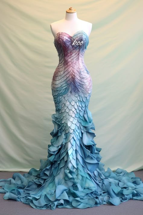 Mermaid Outfits, Ocean Dress, Sea Dress, Dressy Dress, Mermaid Crown, Ocean Fashion, Fantasy Dresses, Theme Dress, Mermaid Inspired