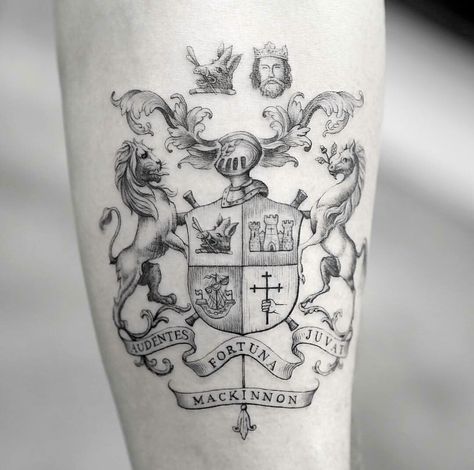 Detailed shield tattoo lion and horse king Heart Rate Tattoo, Family Crest Tattoo, Elephant Family Tattoo, Bible Quote Tattoos, Oz Tattoo, Crest Tattoo, Family Tattoo Ideas, Shield Tattoo, Medieval Tattoo