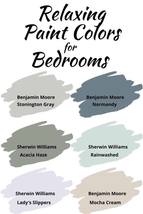 Need a relaxing paint color for your bedroom? Check out these 6 beautiful paint colors perfect for a creating a calming bedroom atmosphere #paintcolors #bedrooms #home #diy Relaxing Paint Colors, Colors For Bedroom, Pola Cat Dinding, Soothing Paint Colors, Pelan Rumah, Calming Bedroom, Relaxing Bedroom, Bedroom Walls, Bilik Tidur