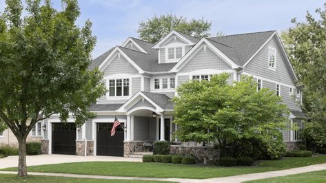 Dover Gray Exterior, Chelsea Grey Benjamin Moore Exterior, Repose Gray House Exterior, Light Gray Roof Exterior Paint Colors, Benjamin Moore Exterior Gray Colors, Benjamin Moore Gray Exterior, Blue Gray House Exterior, Gray Owl Benjamin Moore Exterior, Light Gray House Exterior White Trim