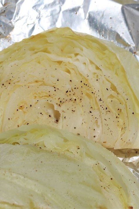 Cabbage on the Grill | "This is a quick way to cook cabbage on the grill. It gets really sweet when cooked this way." #grilling #grillingrecipes #grillingideas Cabbage On The Grill, Grilled Cabbage Recipes, Grilled Cabbage, Cabbage Steaks, Grilled Dinner, Cooked Cabbage, Cooking On The Grill, On The Grill, Healthy Dishes