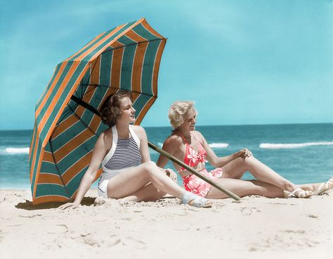 Beach 50s Aesthetic, People At Beach Reference, 1950s Beach Aesthetic, Beach Reference Pose, Sitting On Beach Pose, Two People Beach Poses, 50s Beach Aesthetic, Vintage Beach Photoshoot, On The Beach Poses