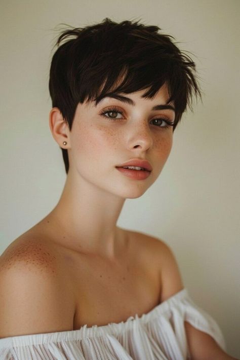 50 Striking Pixie Cut Hairstyles: Short and Chic (Gallery & Video) | 50 Stunning & Aesthetic Pixie Cut Hairstyles to achieve that Chic Look | Hair Trends 2024 | Hairstyles For Short Hair- Wavy, Curly, Straight, Medium, Punk, and More Pixie Cut With Bangs, Long Pixie Cuts, Hair Inspiration Short, Long Pixie, Very Short Hair, Short Pixie Haircuts, Girl Short Hair, Short Hair With Bangs, Haircuts With Bangs