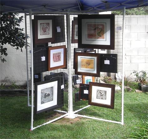 pvc craft show display | Trouble is, it can't get opaque. I'm trying for something like window ... Chicken Wire Display, Art Display Panels, Art Festival Booth, Art Fair Display, Art Booth, Art Fair Booth, Selling Crafts, Craft Booth Display, Clothing Display